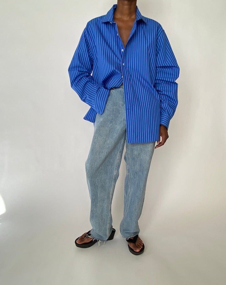 VINTAGE BLUE STRIPED COTTON SHIRT 3900