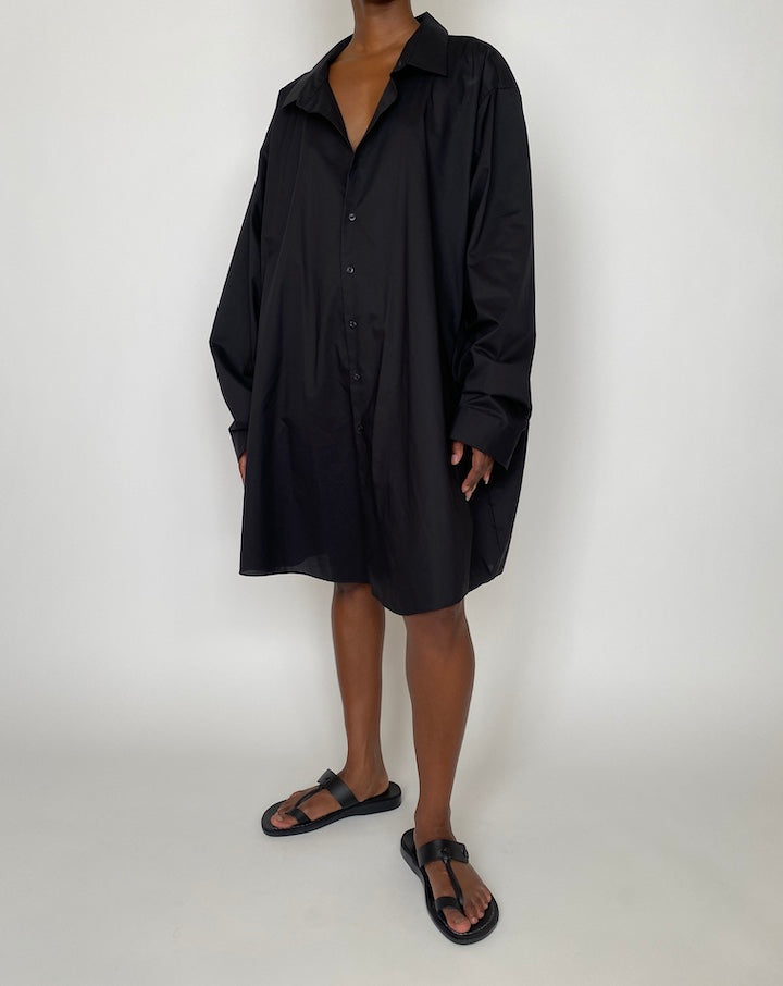 VINTAGE OVERSIZED BLACK SHIRT WORN AS DRESS 3904