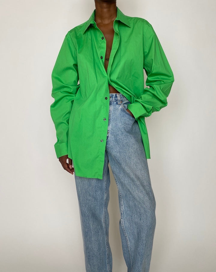 VINTAGE OVERSIZED GREEN BUTTON-DOWN SHIRT 3908 
