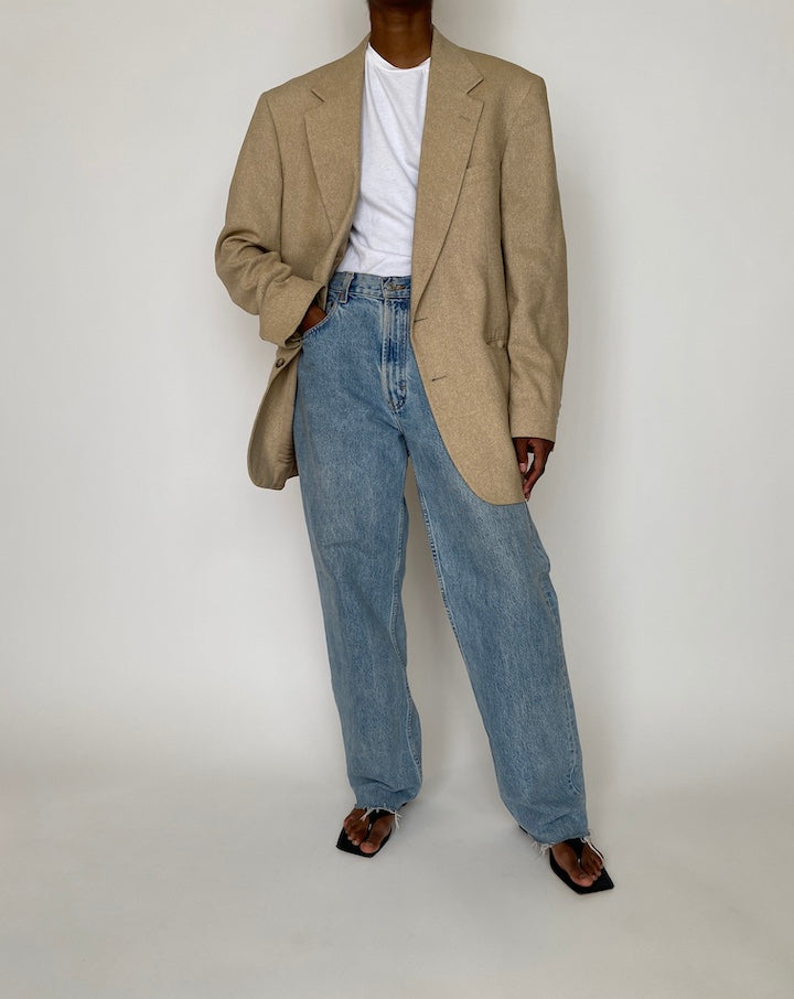 VINTAGE SINGLE-BREASTED BEIGE BLAZER 3918