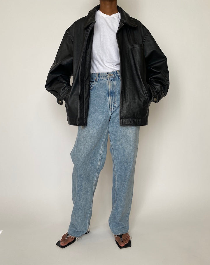 VINTAGE OVERSIZED BOXY LEATHER JACKET 3925