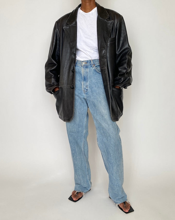 VINTAGE BLACK LEATHER JACKET 3927
