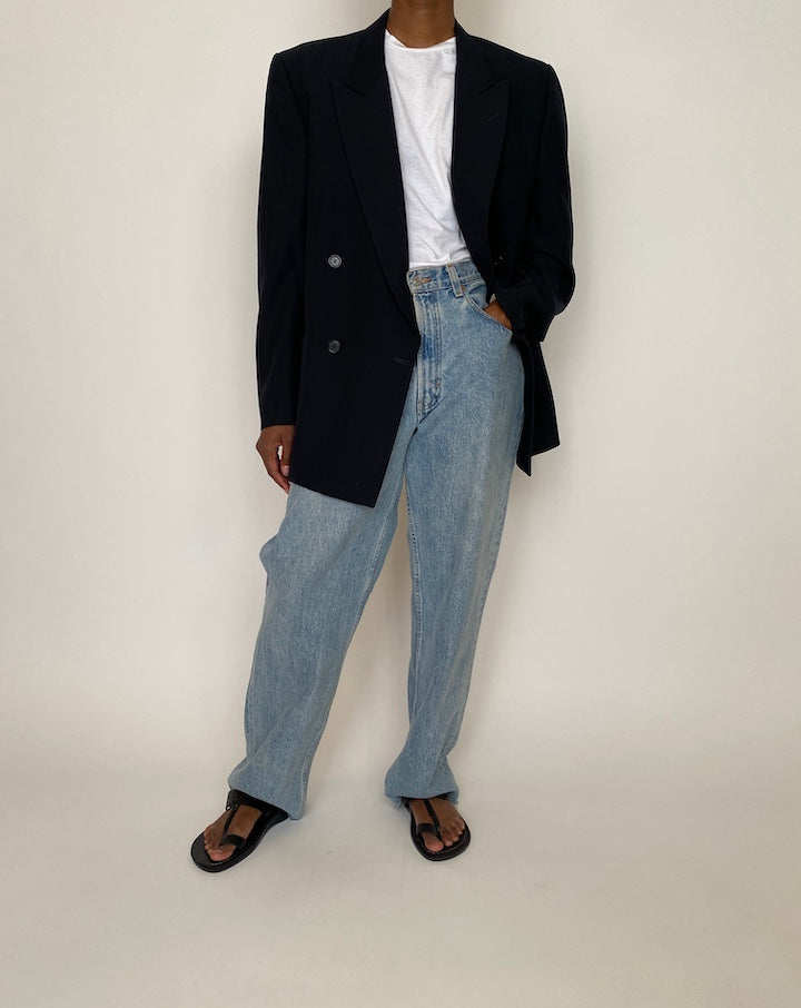 VINTAGE DOUBLE-BREASTED STRIPED BLAZER 3963