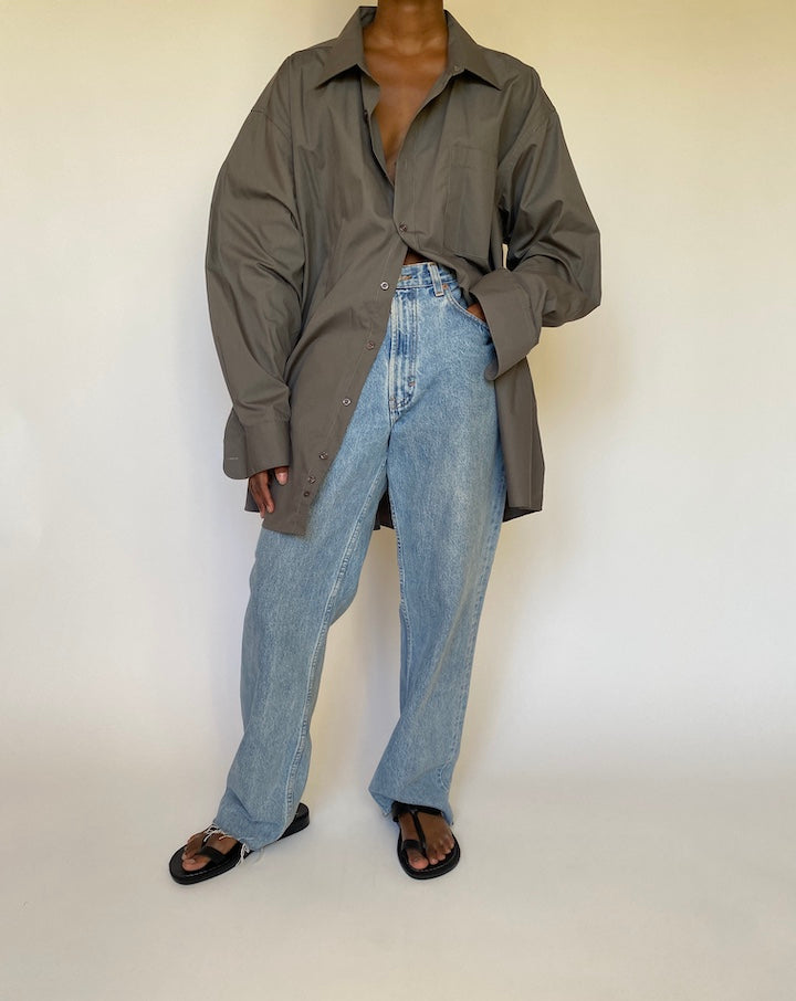 VINTAGE OVERSIZED GREY LONG-SLEEVE SHIRT 3984