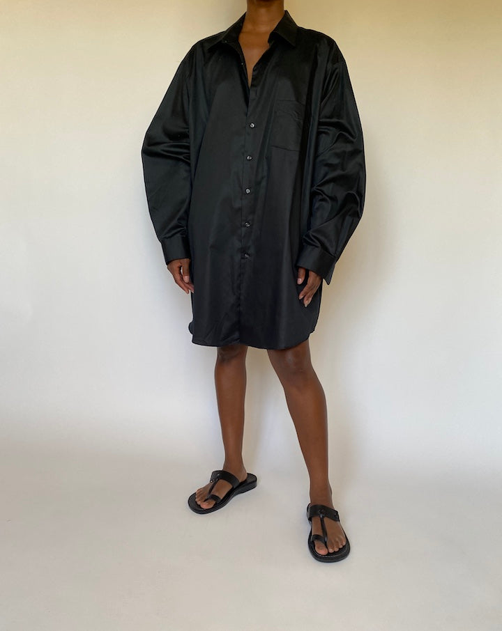 VINTAGE OVERSIZED BLACK SHIRT DRESS 3996