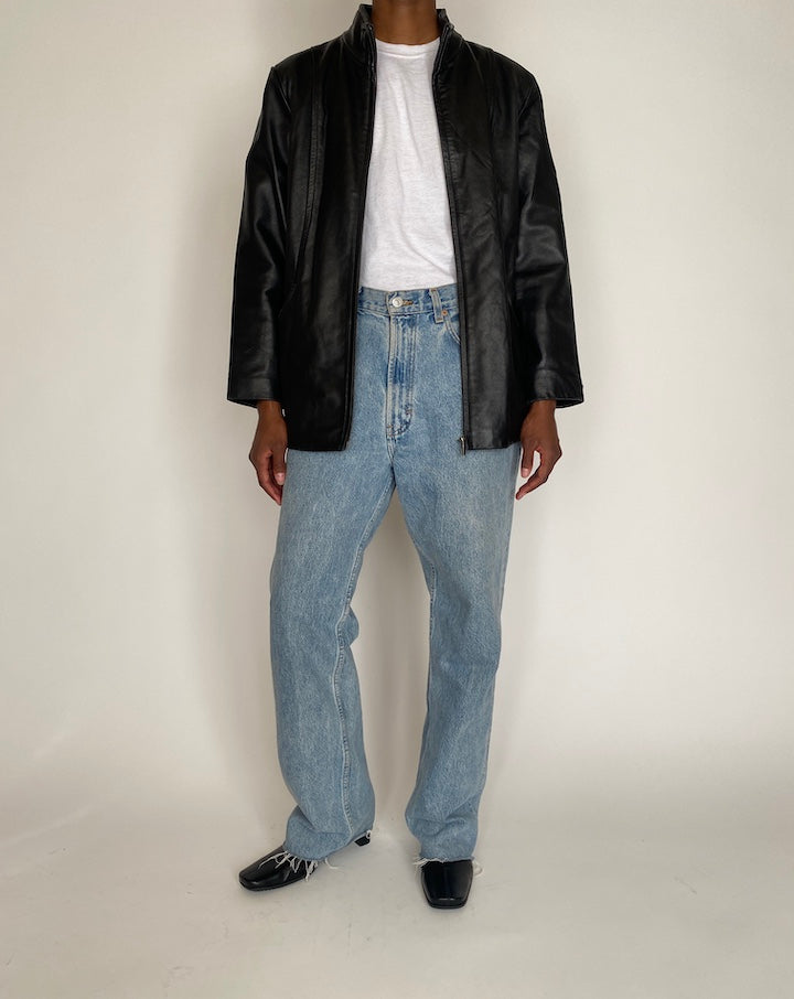 VINTAGE BLACK LEATHER JACKET 4017