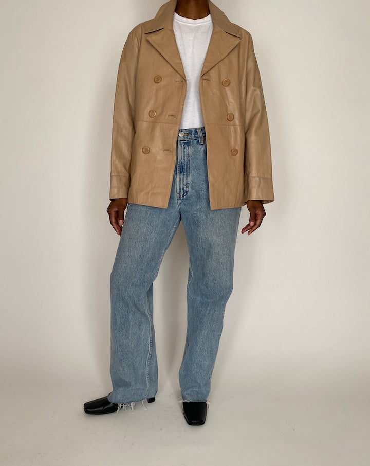 VINTAGE BEIGE LEATHER JACKET 4053