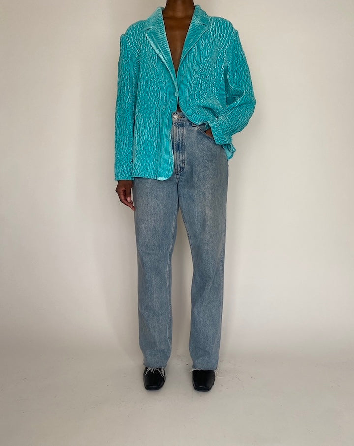 VINTAGE TURQUOISE VELVET SHIRT 4080