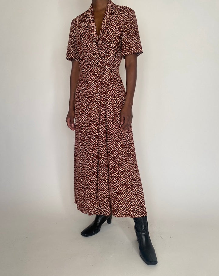 VINTAGE PATTERNED LONG DRESS 4085