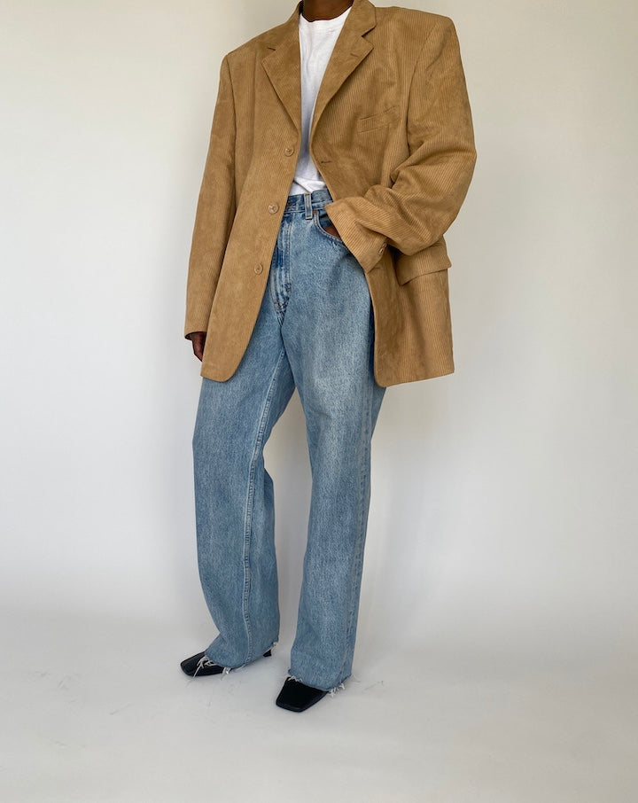 VINTAGE BEIGE PINSTRIPED OVERSIZED BLAZER 4094