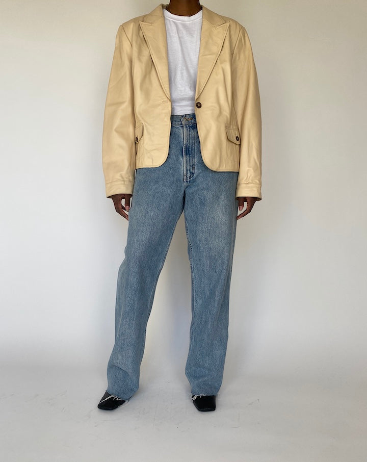 VINTAGE BEIGE LEATHER JACKET 4114