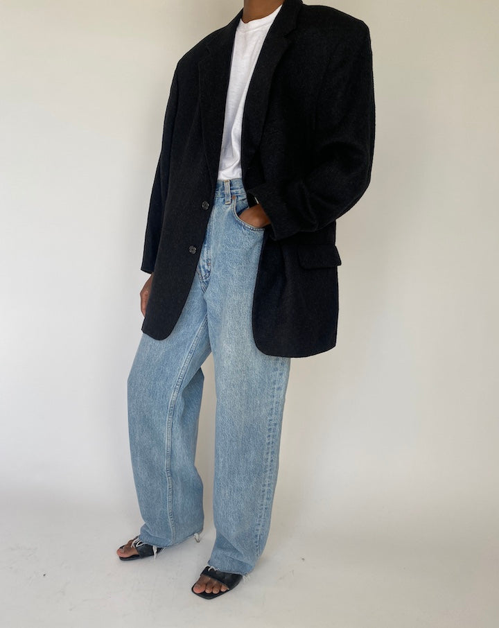 VINTAGE OVERSIZED DARK GREY BLAZER 4129