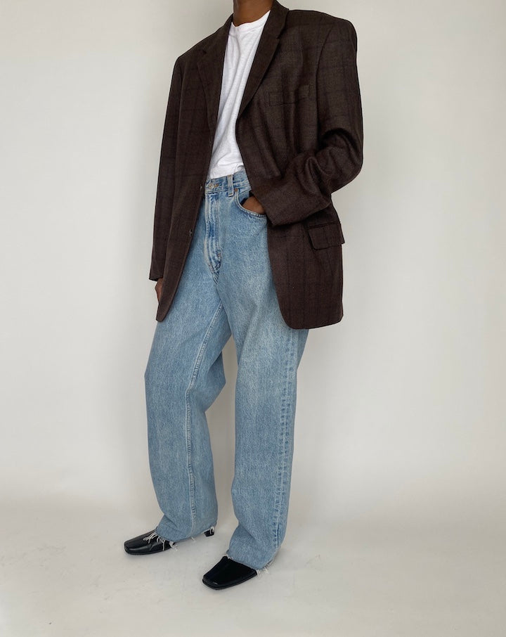 VINTAGE OVERSIZED CHECKED BLAZER 4146