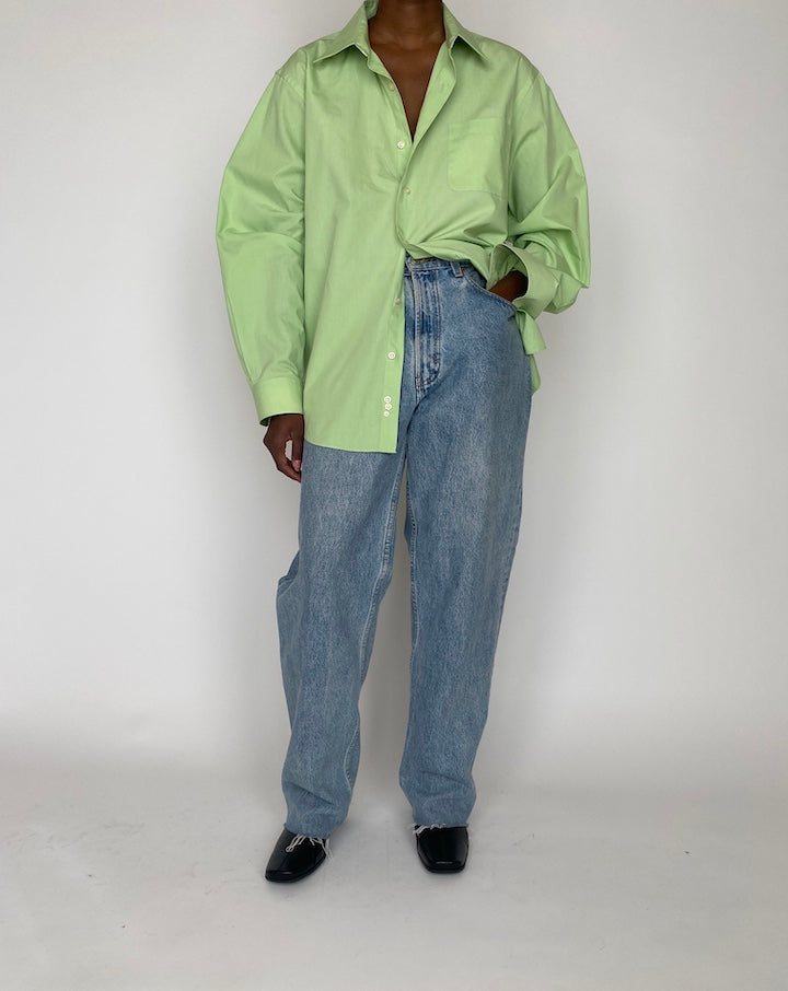 VINTAGE OVERSIZED GREEN BUTTON-DOWN SHIRT 4148