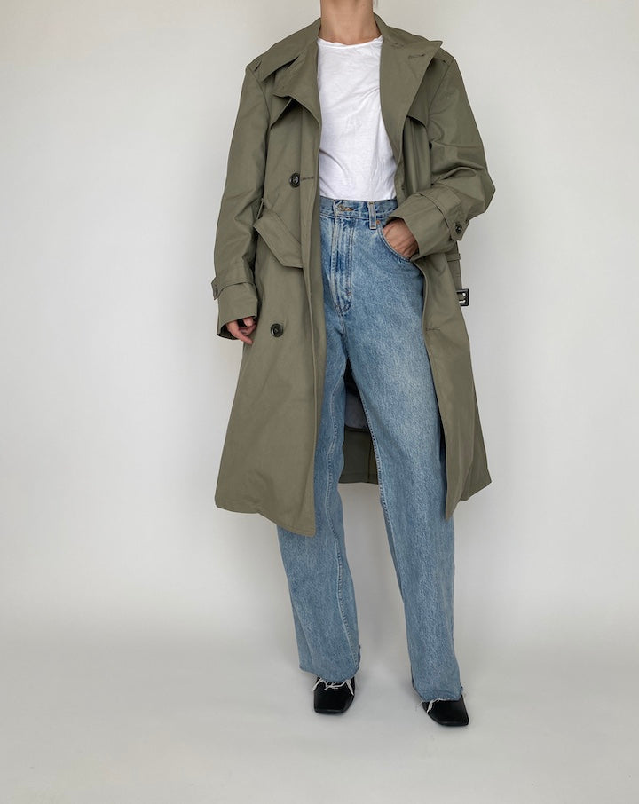 VINTAGE GREEN TRENCH COAT 4160