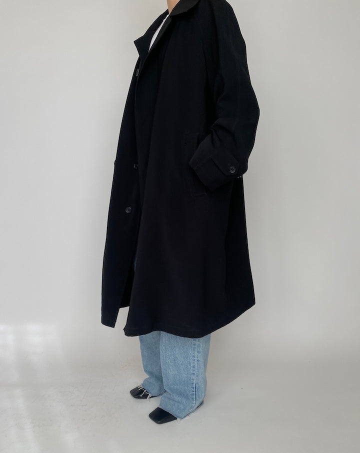 VINTAGE OVERSIZED BLACK LONG COAT 4183