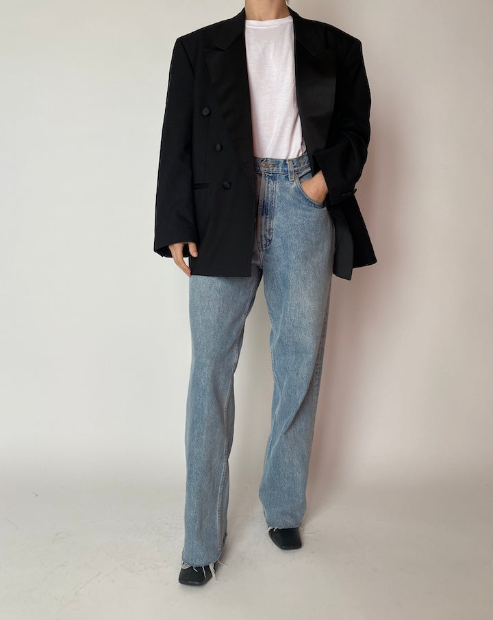 VINTAGE BLACK DOUBLE-BREASTED BLAZER 4191