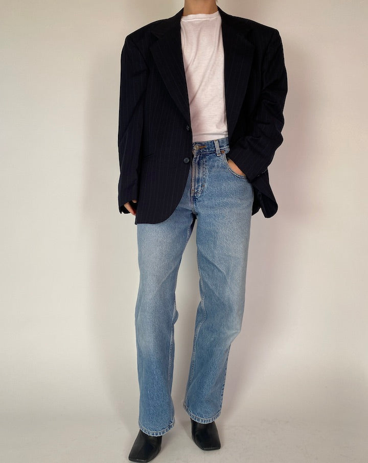 VINTAGE NAVY PINSTRIPED BLAZER 4217