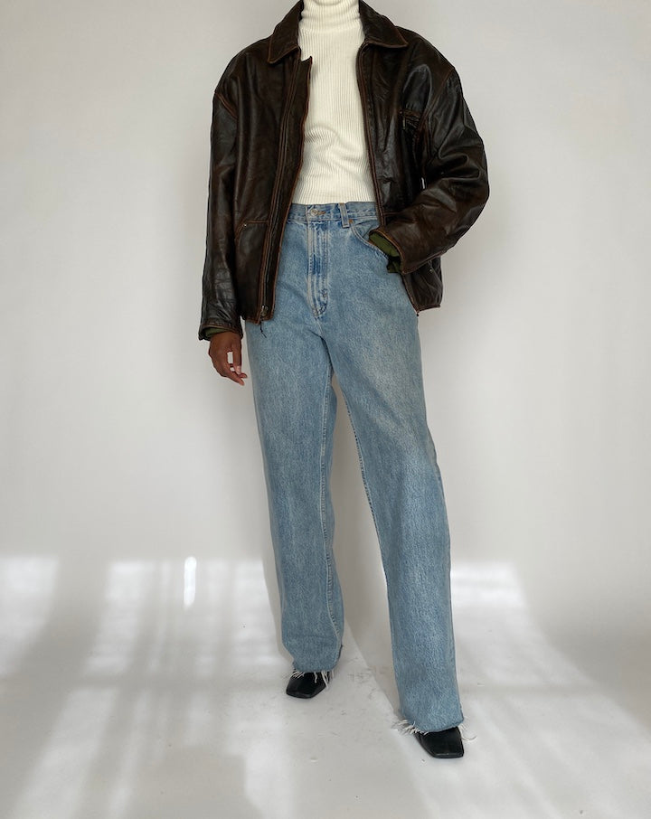 VINTAGE DARK BROWN LEATHER JACKET 4443