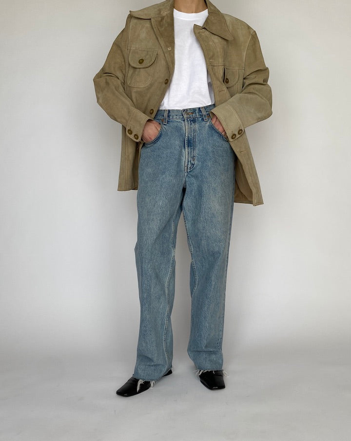 VINTAGE LIGHT BEIGE SUEDE LEATHER JACKET 4813