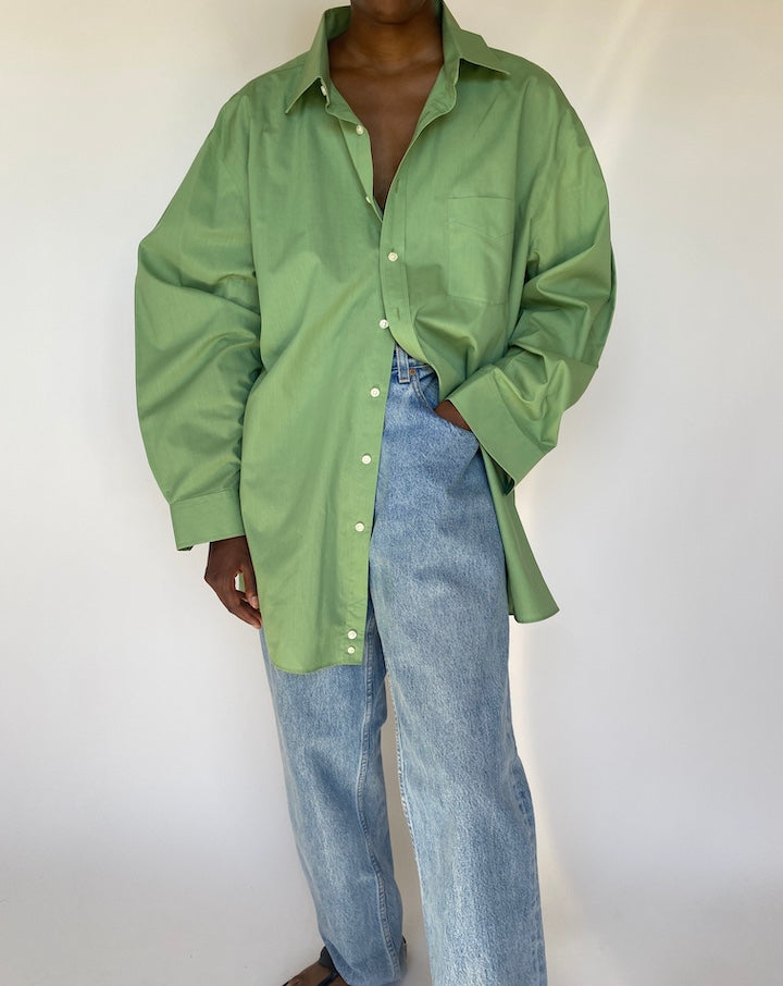 VINTAGE GREEN OVERSIZED LONG SLEEVE SHIRT 3793