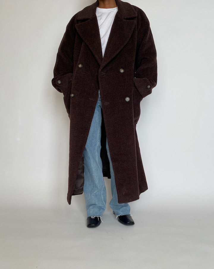 VINTAGE DARK BROWN SALVATORE FERRAGAMO LONG COAT 4260