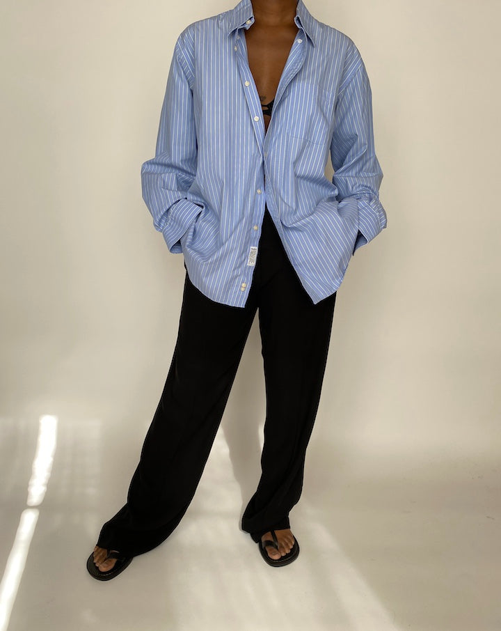 VINTAGE BLUE STRIPED BUTTON DOWN SHIRT 2034