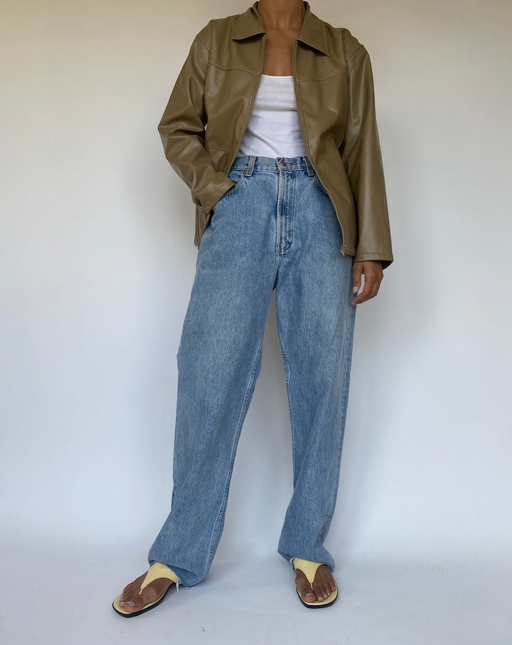 VINTAGE BEIGE FAUX LEATHER JACKET 3309