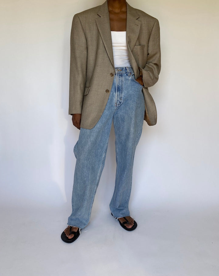 VINTAGE BEIGE HOUNDSTOOTH BLAZER 3715