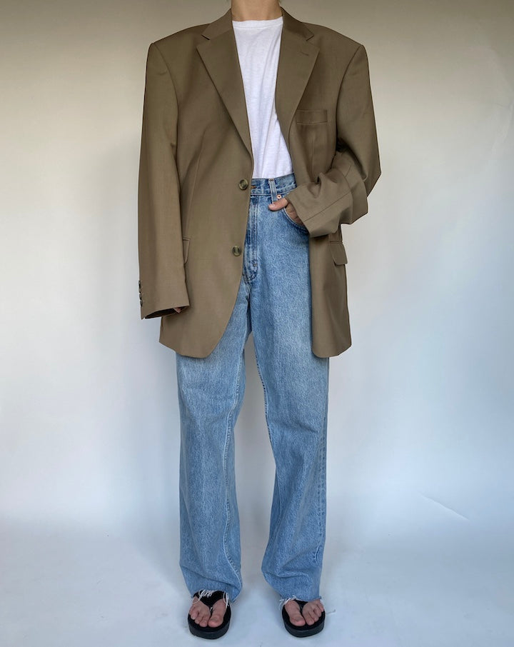 VINTAGE BEIGE OVERSIZED SINGLE BREASTED BLAZER 3457