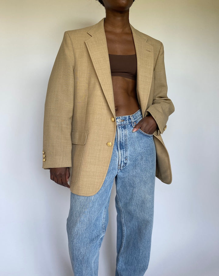 VINTAGE BEIGE SINGLE BREASTED BLAZER 3567