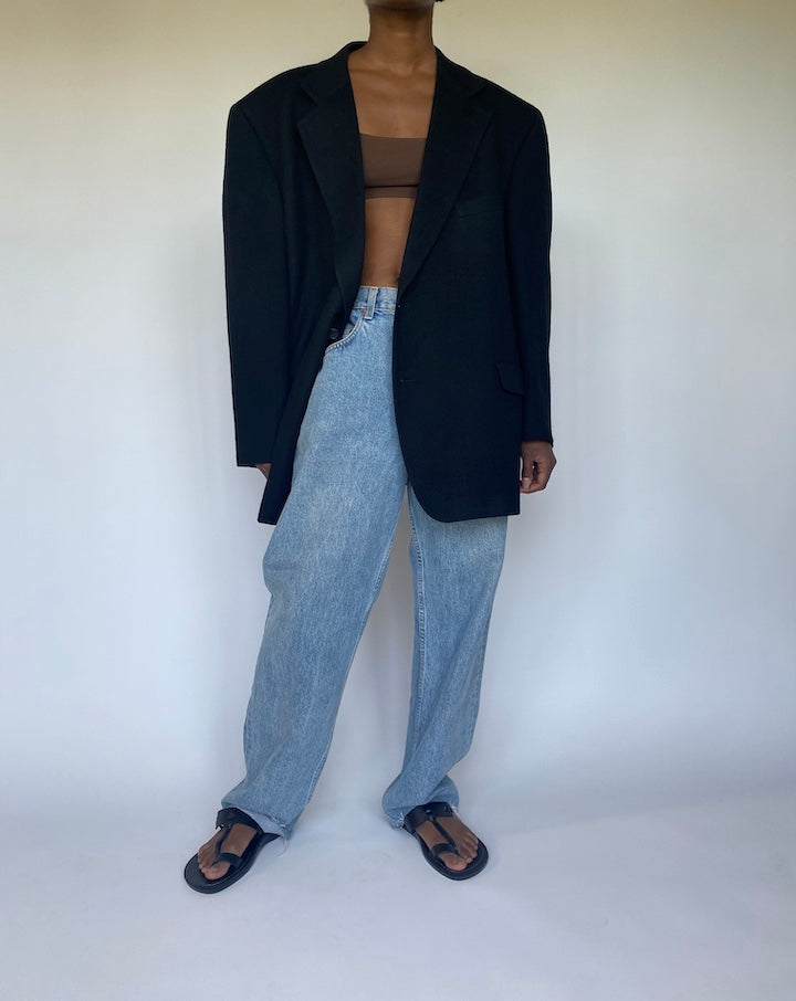 VINTAGE BLACK BLAZER IN CAMELHAIR 3563