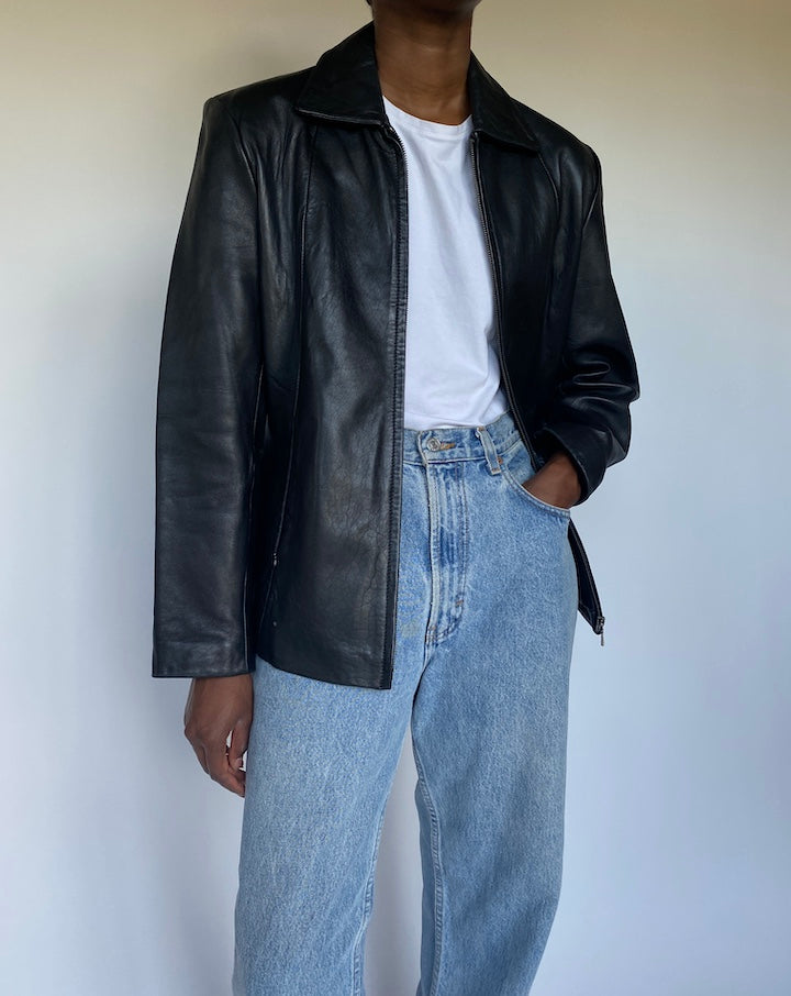 VINTAGE BLACK LEATHER JACKET 3509