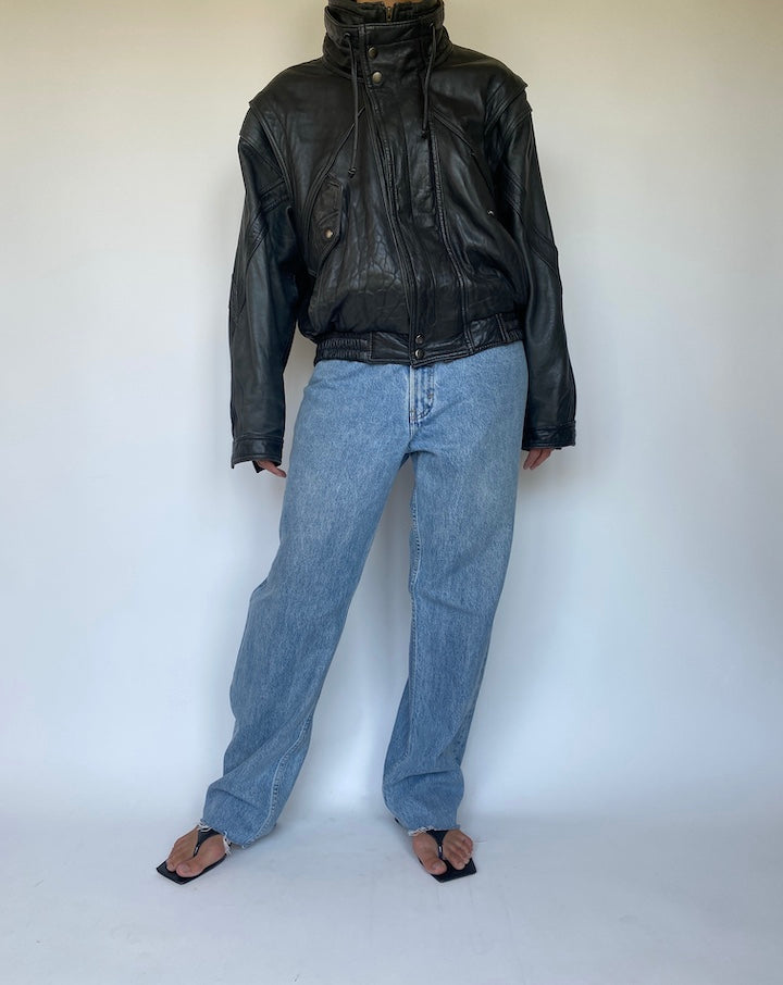 VINTAGE BLACK LEATHER JACKET 3357