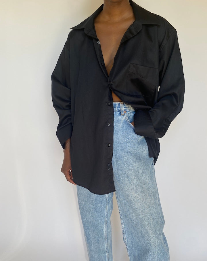 VINTAGE BLACK OVERSIZED LONG SLEEVE SHIRT 3747