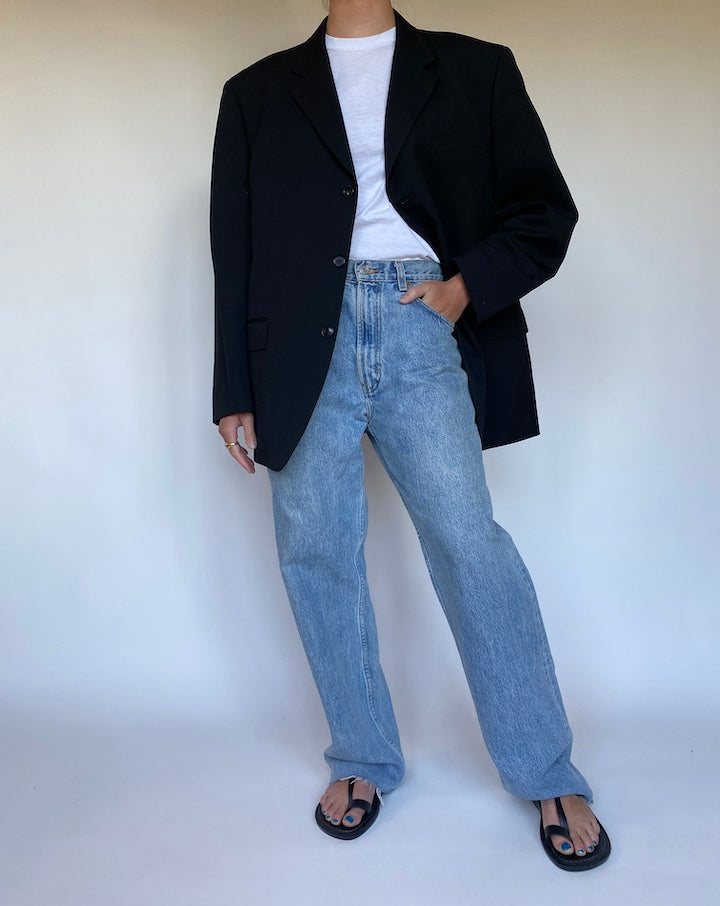 VINTAGE BLACK SINGLE BREASTED BLAZER 3089