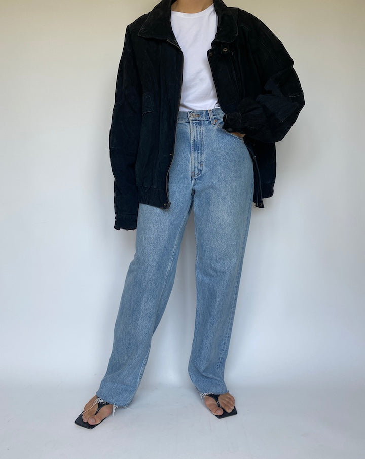 VINTAGE BLACK SUEDE LEATHER JACKET 3383