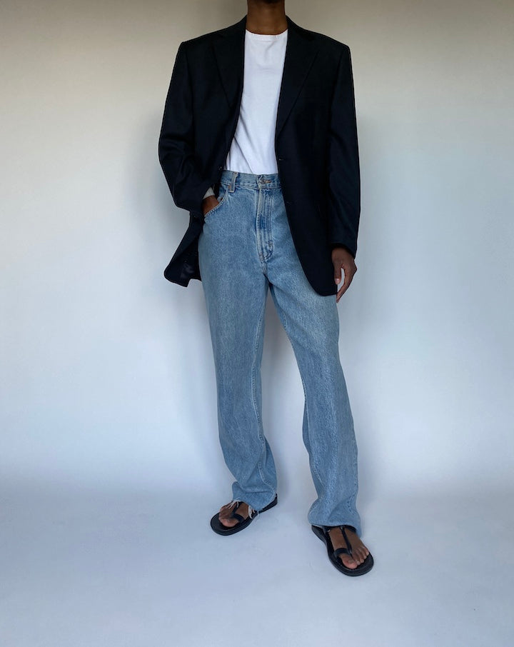 VINTAGE BLACK WOOL BLAZER 3608