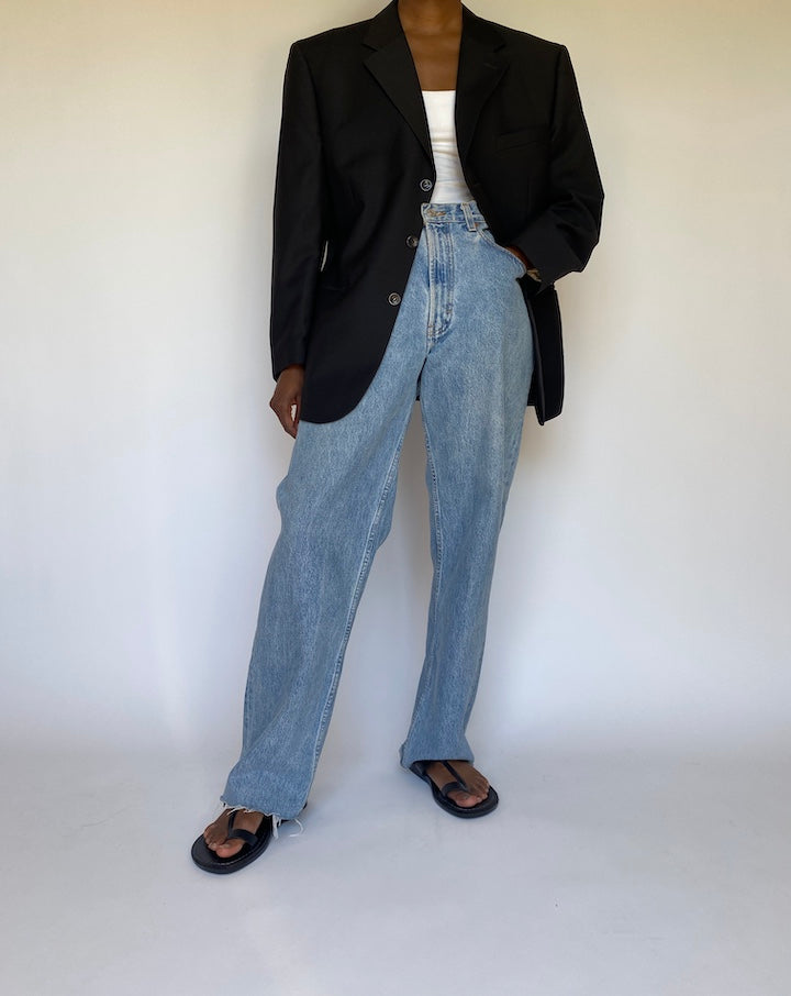 VINTAGE BLACK WOOL BLAZER 3708