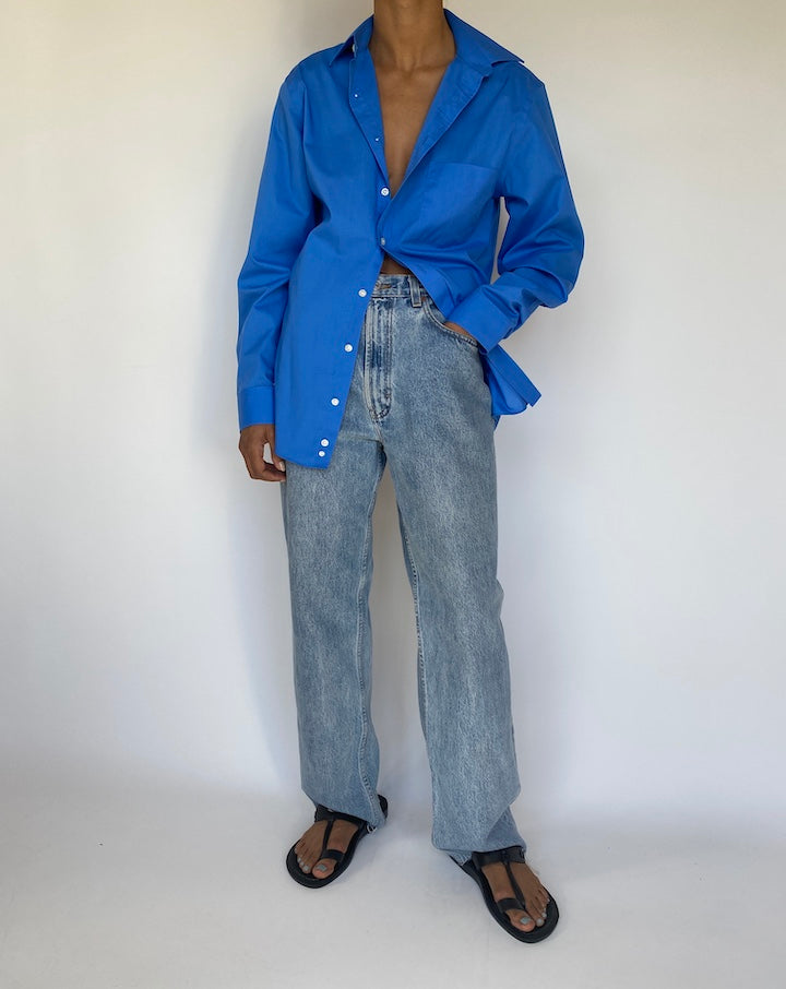 VINTAGE BLUE BUTTON DOWN LONG SLEEVE SHIRT 3250