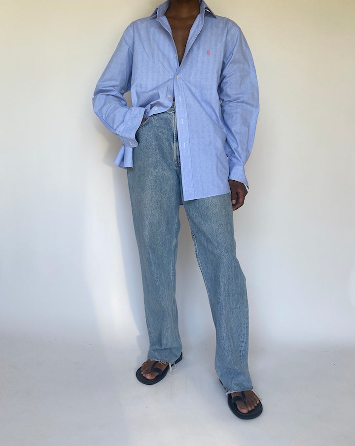 VINTAGE BLUE CHECKED RALPH LAUREN SHIRT 3741