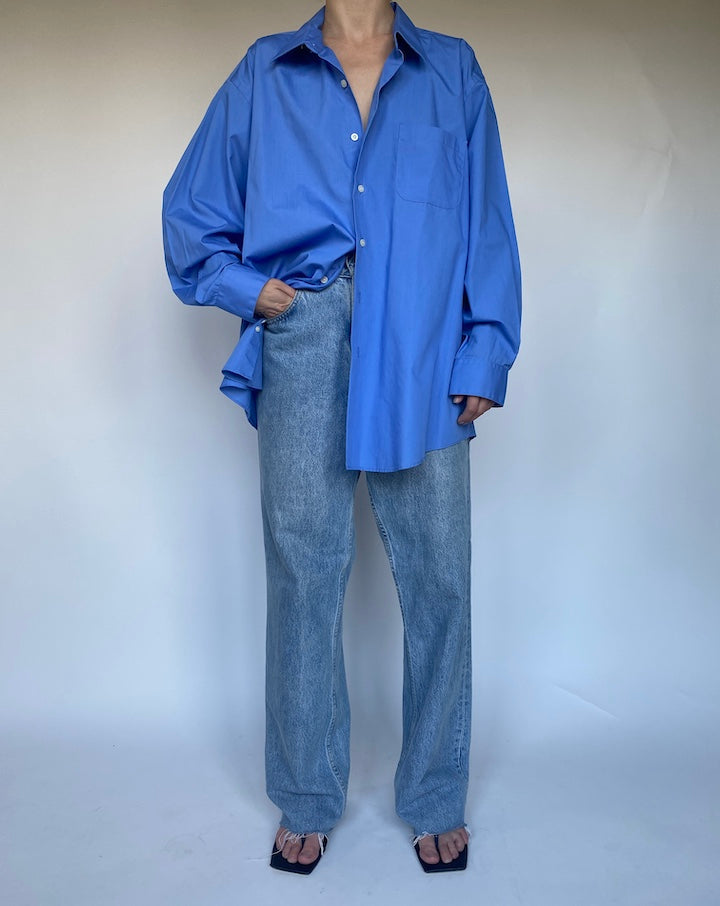 VINTAGE BLUE LONG SLEEVE OVERSIZED SHIRT 3463