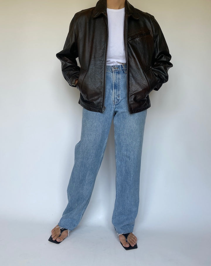 VINTAGE DARK BROWN LEATHER JACKET 3374