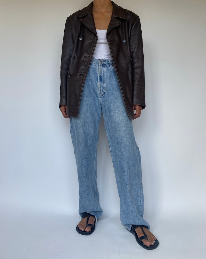 VINTAGE DARK BROWN LEATHER JACKET 3302