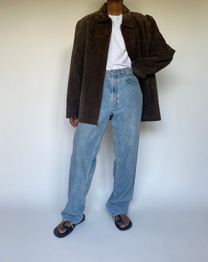 VINTAGE DARK BROWN SUEDE LEATHER JACKET 3670