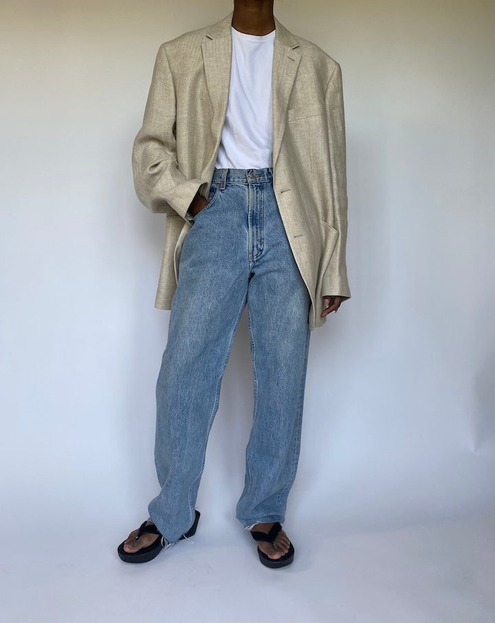 VINTAGE LIGHT BEIGE LINEN BLAZER 3570