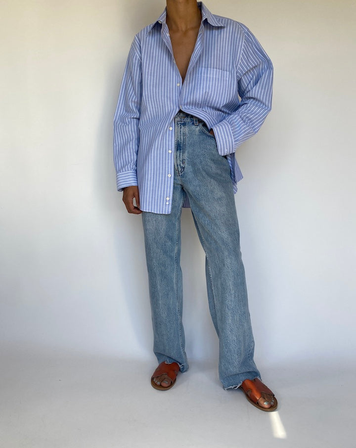 VINTAGE LIGHT BLUE STRIPED LONG SLEEVE SHIRT 3248