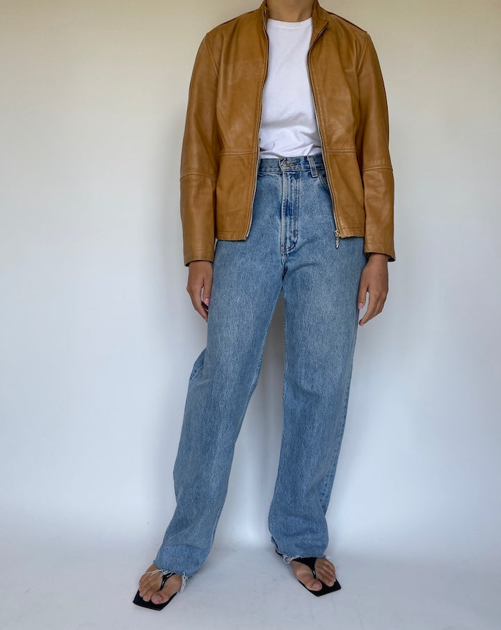VINTAGE LIGHT BROWN LEATHER JACKET 3373