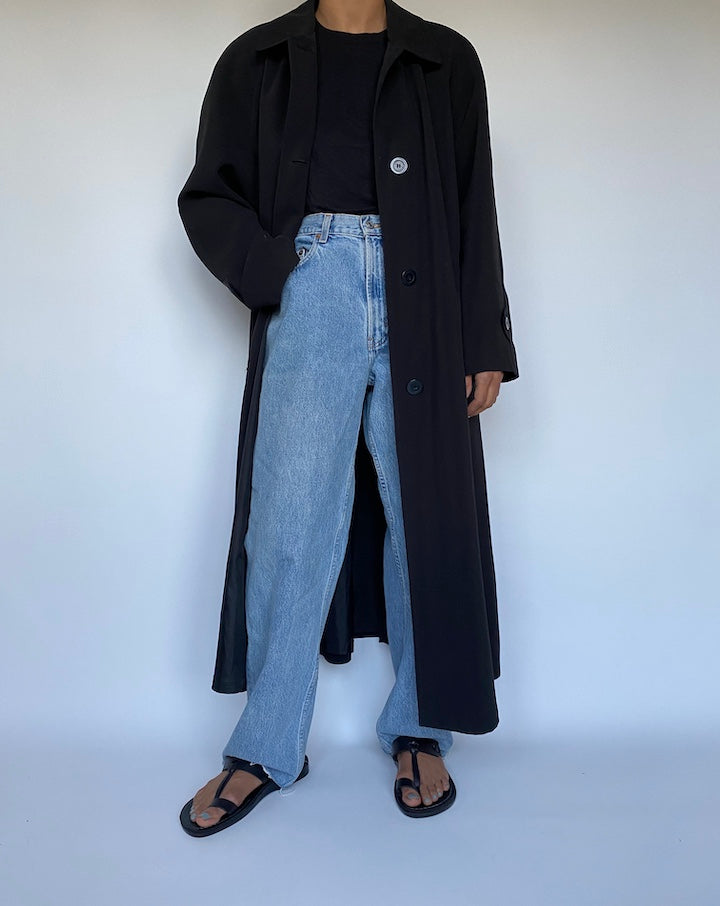 VINTAGE LONG BLACK OVERSIZED COAT 3027
