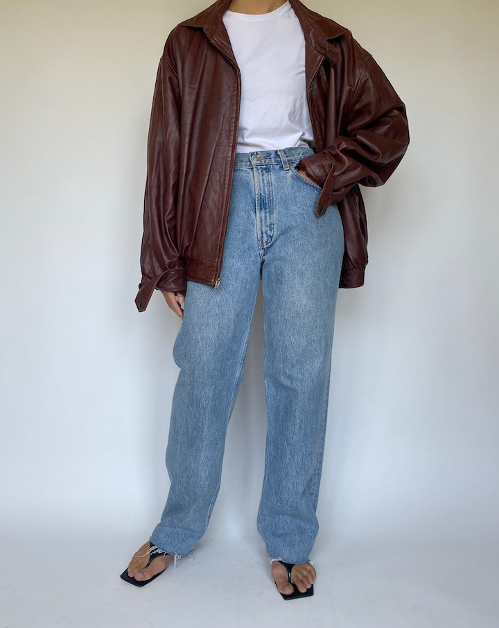 VINTAGE OVERSIZED BEAUTIFUL LEATHER JACKET 3382